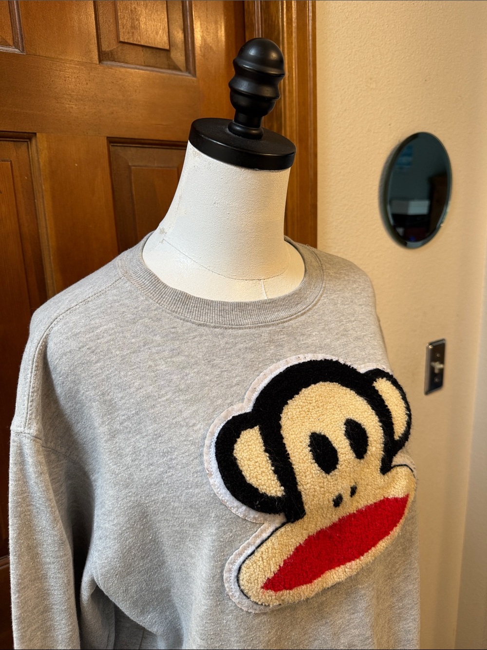 Paul Frank Juniors Gray Sweatshirt with Chenille Patch and Red Mouth Size XL - Picture 6 of 9